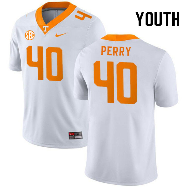 Youth #40 Kalib Perry Tennessee Volunteers College Football Jerseys Stitched Sale-White